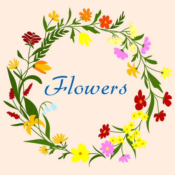 Couronne florale pour un design saisonnier — Image vectorielle