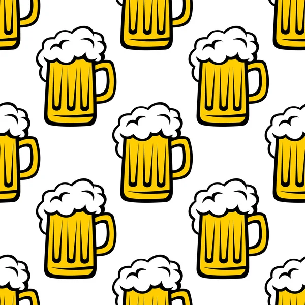 Fresh beer tankard seamless pattern — Stock Vector