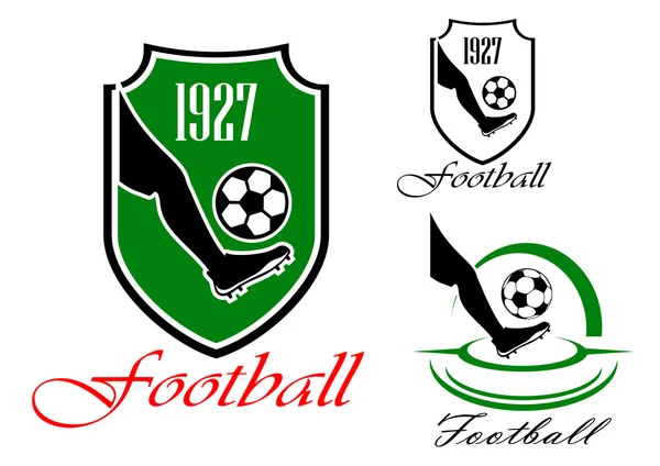 Futebol verde e preto ou símbolo de futebol — Vetor de Stock