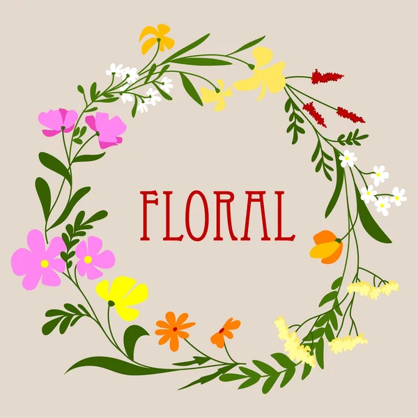 Cadre floral avec fleurs printanières colorées — Image vectorielle