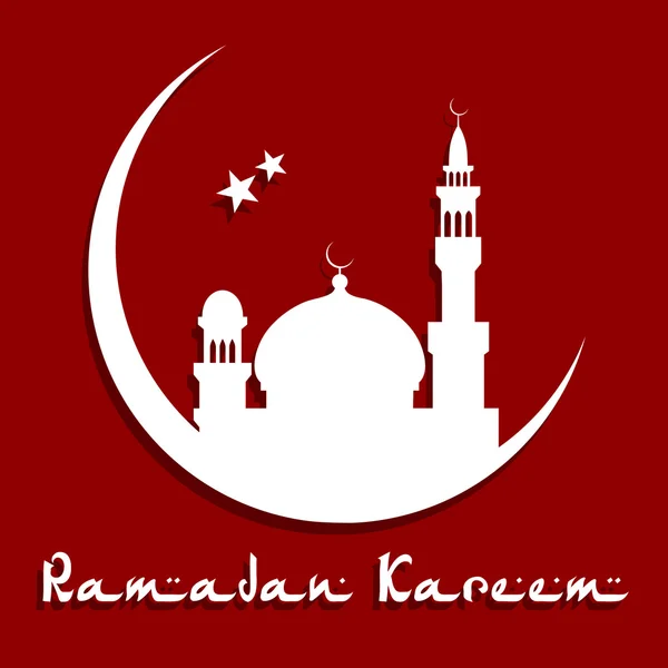 Ramadan Kareem Concept with mosque on a moon — Stock Vector