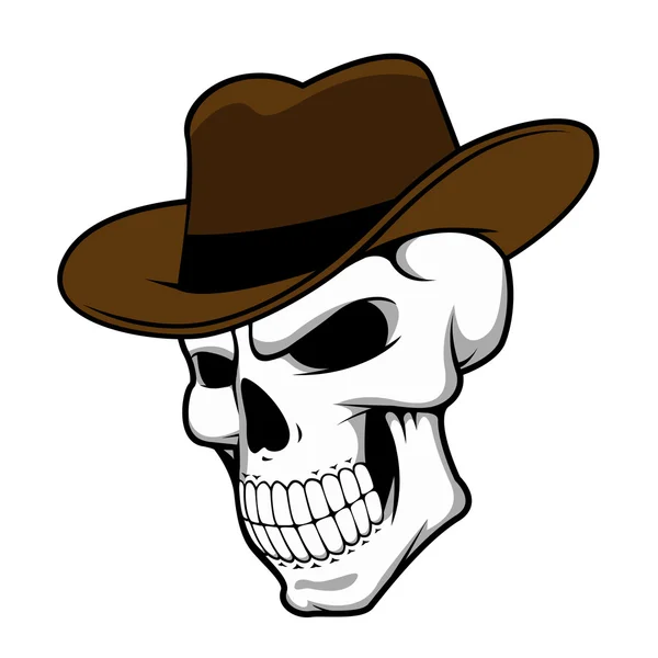 Cowboy skalle bär en snygg fedora hatt — Stock vektor