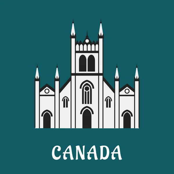 Kanadai építészeti landmark koncepció gótikus templom tr — Stock Vector