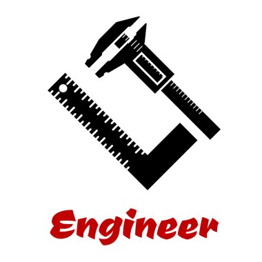 Vernier kumpas ve setsquare siluetleri