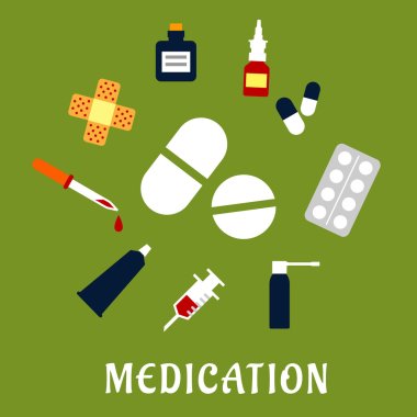 Pills, drugs and medical icons clipart