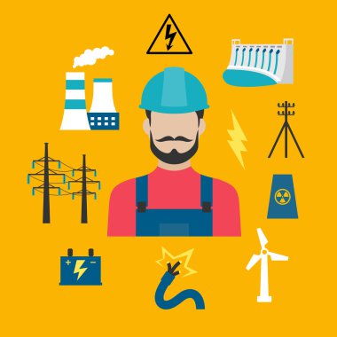 Elektrik Sanayi kavramı ile güç üretimi kutsal kişilerin resmi