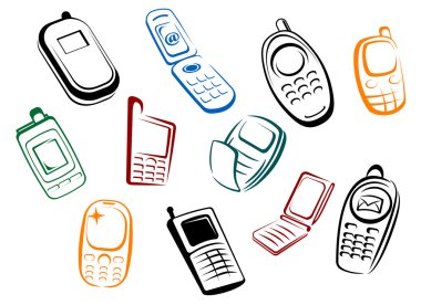 Simgeler modern ve retro cep telefonları