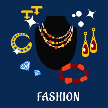 Moda ve takı düz simgeler
