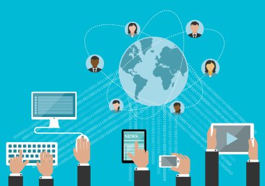 Social media network concept with devices