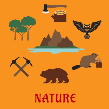 Canadian nature symbols flat icons