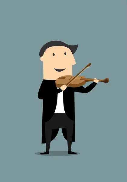 Cartoon violinist in black tailcoat — Stock Vector