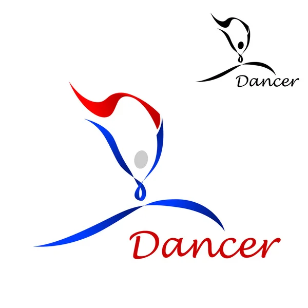 Danser pictogram met abstracte figuur van curling lijnen — Stockvector