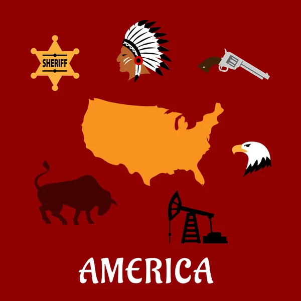 Simboli culturali e storici americani — Vettoriale Stock