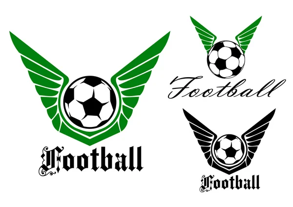 Gevleugelde voetbal of de voetbal embleem — Stockvector