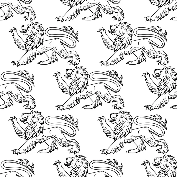 Décrivez le motif sans couture des lions héraldiques — Image vectorielle