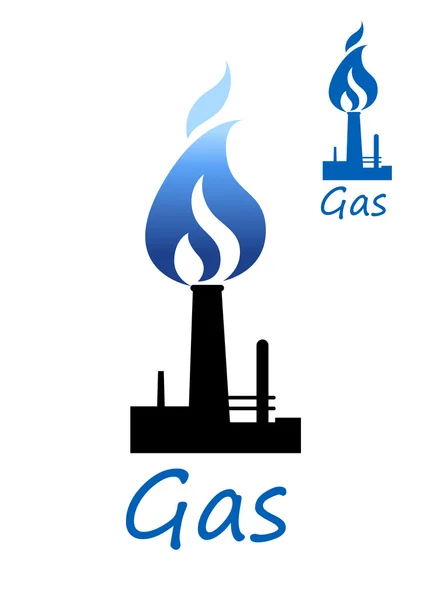 Gas symbol with pipe and blue flame — Stock Vector