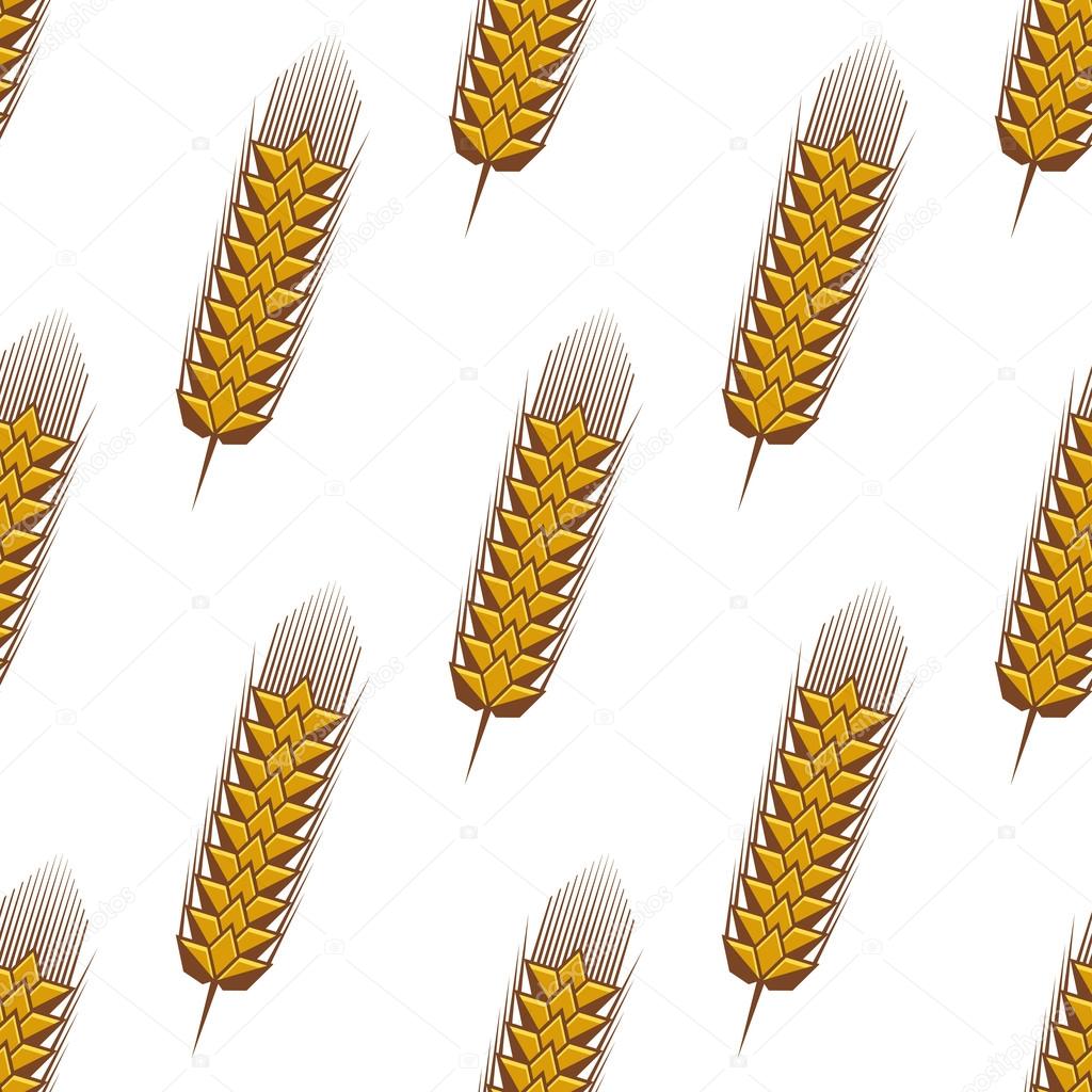 Golden spikelets of wheat seamless pattern