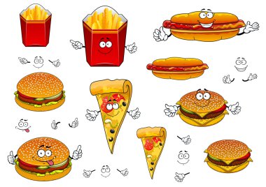 lokanta patates kızartması, pizza, hotdog ve Burger