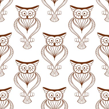 sevimli baykuşlar retro seamless modeli