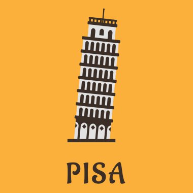 Icon of Pisa Tower in flat styl clipart