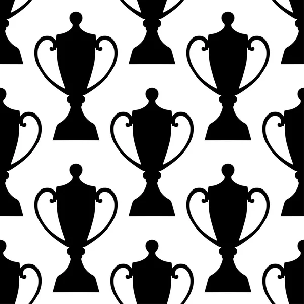 Tazas de trofeo deportivo patrón sin costuras — Vector de stock