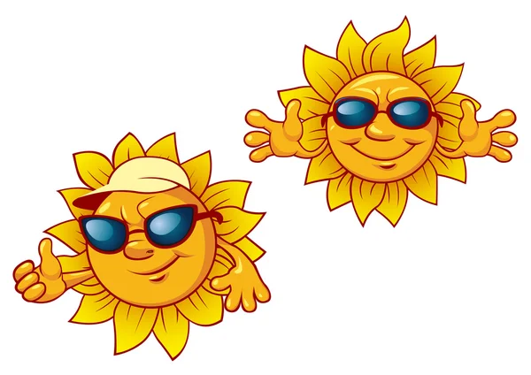 Cartoon summer suns with welcome open arms — Stock Vector