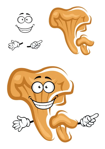 Cartoon orange chanterelle mushroom character — Stock Vector