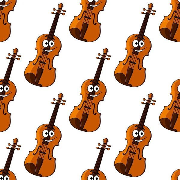Violin cartoon character seamless pattern — Stock Vector