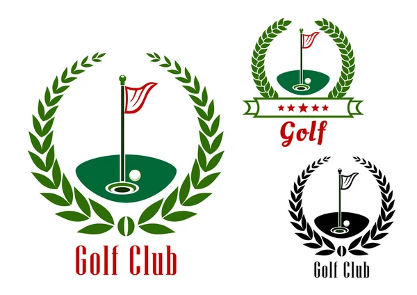 Insignia del club de golf con pelota en el campo — Archivo Imágenes Vectoriales