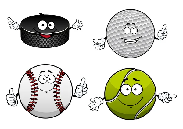 Ice hockey, golf, tennis and baseball items — Stock Vector