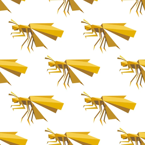 Modèle sans couture libellule jaune dans le style origami — Image vectorielle