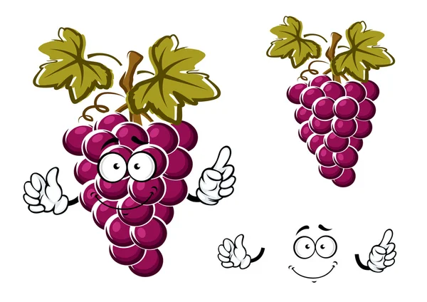 Cartoon purple grape fruit character — Stock Vector