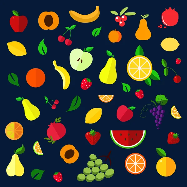 Meyve ve çilek düz simgeler — Stok Vektör