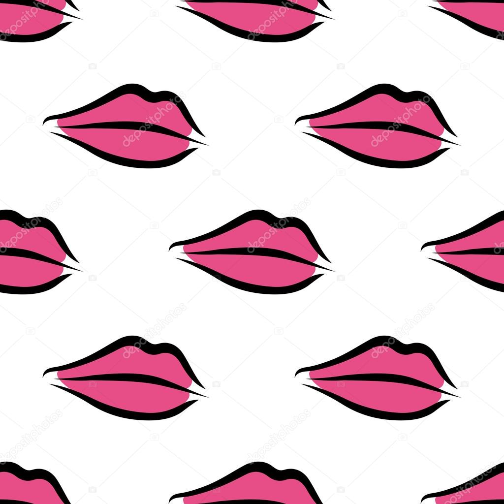 Hot pink lips kisses seamless pattern