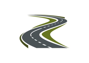Winding paved road or highway icon clipart