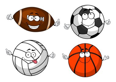 Cartoon isolated sport balls characters vector