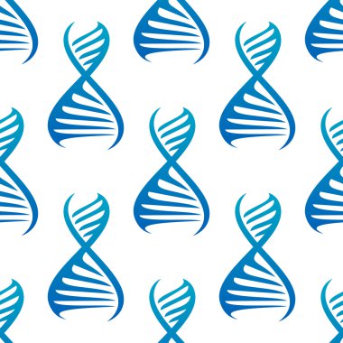Blue DNA helices seamless pattern
