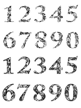 Ornate numbers with floral and foliage ornament