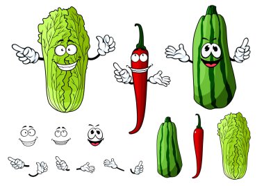 Chili pepper, chinese cabbage and zucchini vegetables