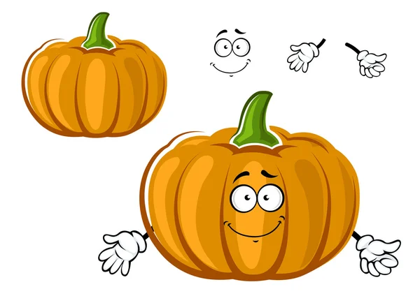 Cartoon orange ripe pumpkin vegetable character — Stok Vektör