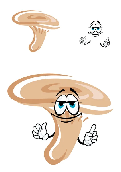 Cartoon orange saffron milk cap mushroom character — Stockvector