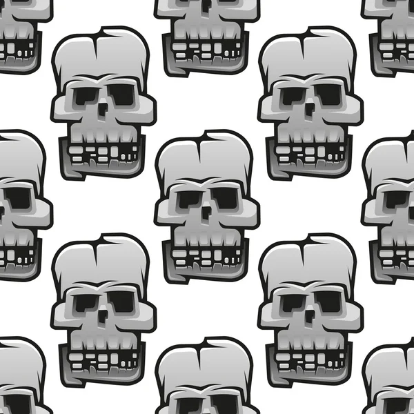 Eerie cracked skulls seamless pattern — ストックベクタ