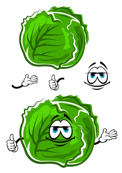 Green cabbage cartoon character with thumb up — Stok Vektör