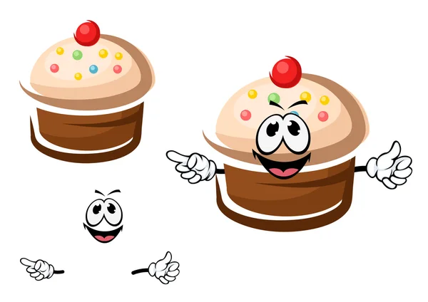 Schokoladen-Cupcake mit Sahne und Streusel — Stockvektor