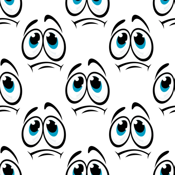 Comics faces with sad eyes seamless pattern — ストックベクタ