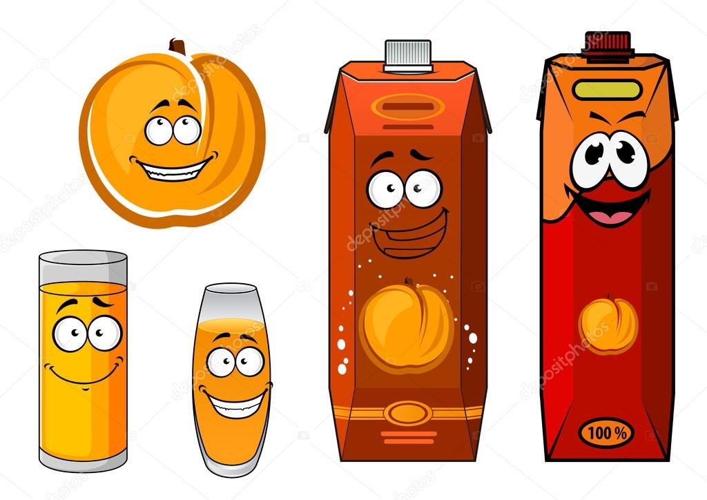Sunny cartoon peach juice characters