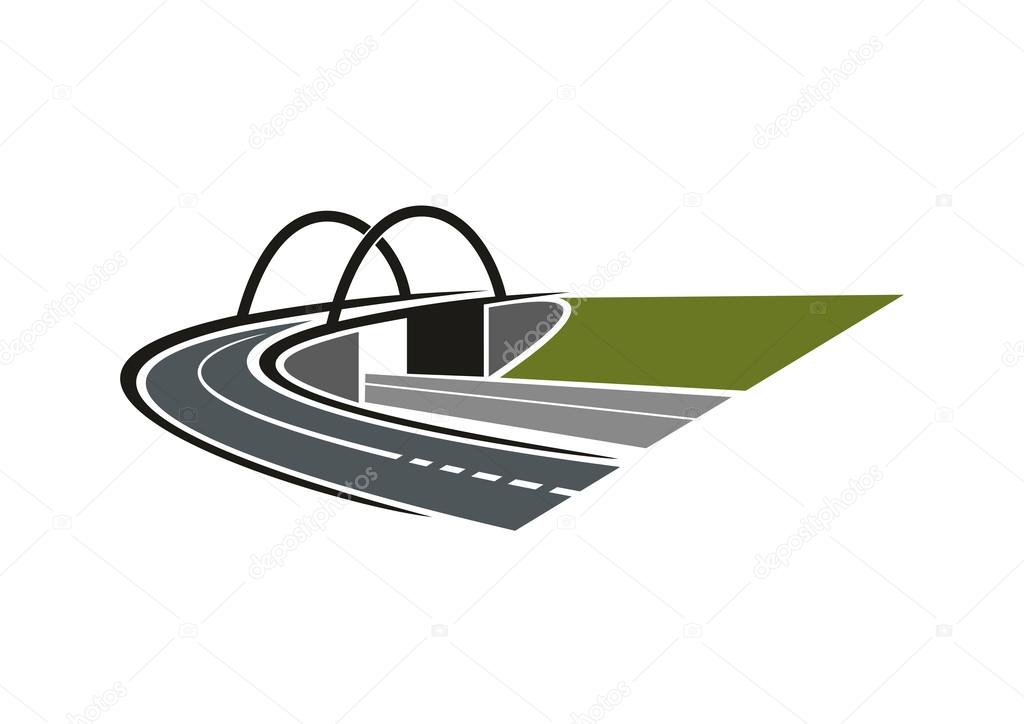 Road icon with arch bridge