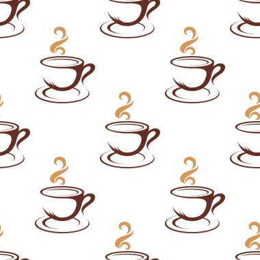 Coffee seamless pattern with cappuccino cups
