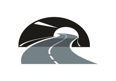 Road icon winding through a tunnel