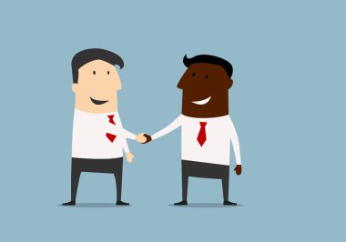 Black and caucasian businessmen handshake
